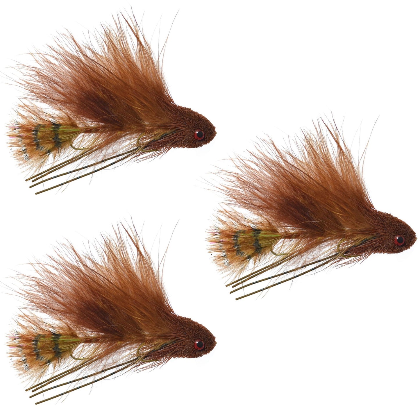 3 Pack Mini Sex Dungeon Streamer - Size 6 - Premium Articulated Flies for Trout, Bass, Steelhead, and Salmon - Korvel