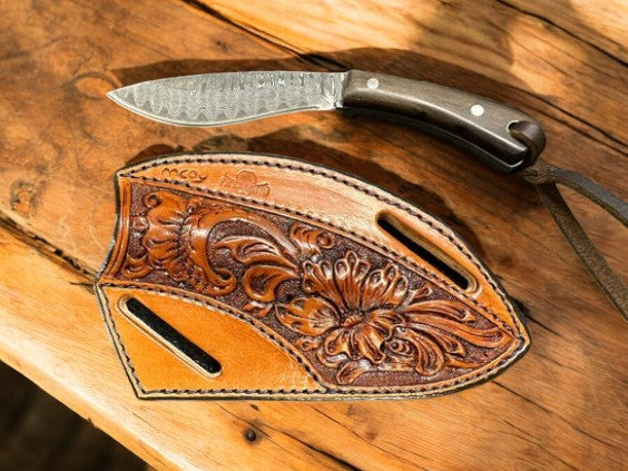 Compact Damascus Steel Mini Kukri with Walnut Handle - Korvel