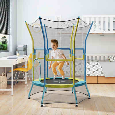 Mini Trampoline for Kids with Safety Enclosure Net - Yellow