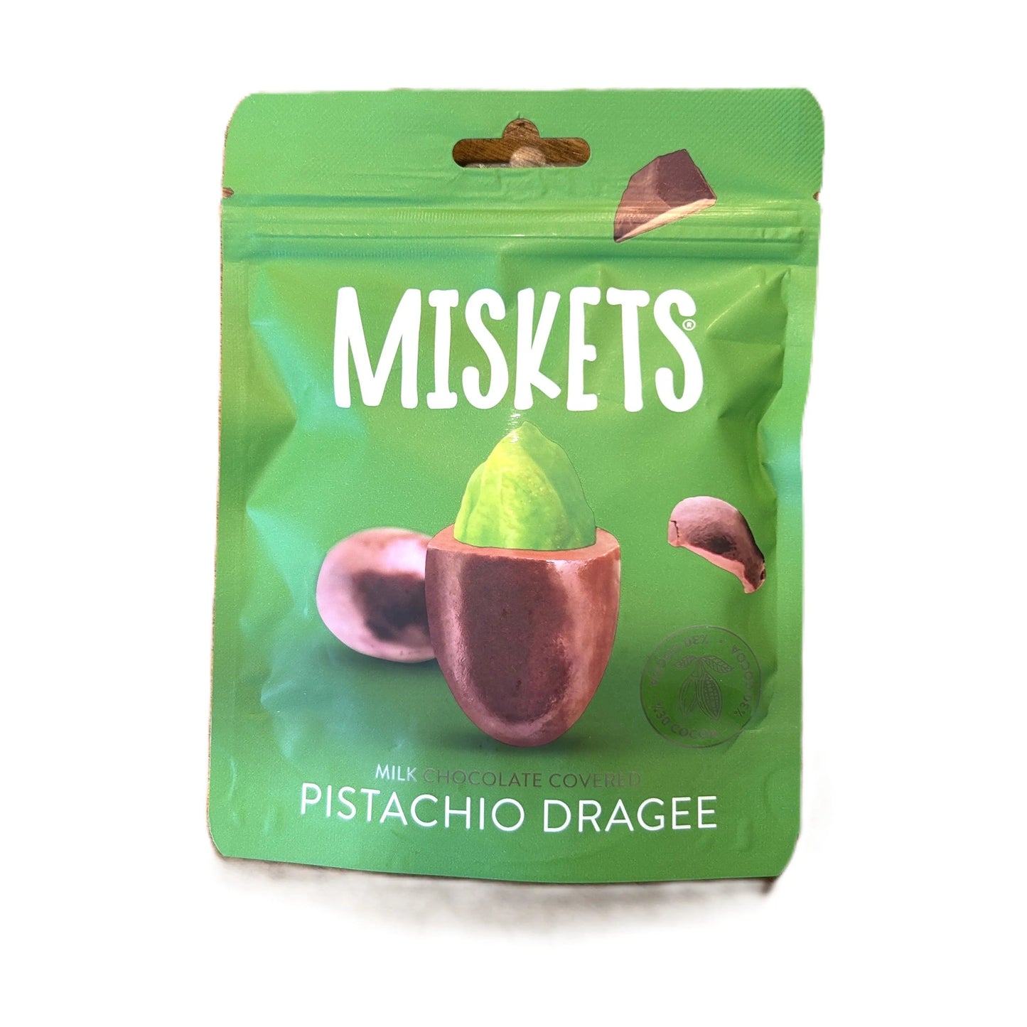 Miskets Pistachio Dragée Chocolate 100g – Milk Chocolate Covered Pistachios