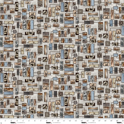 Mist Wood Burn Art Cotton Fabric - 44"/45" Per Yard