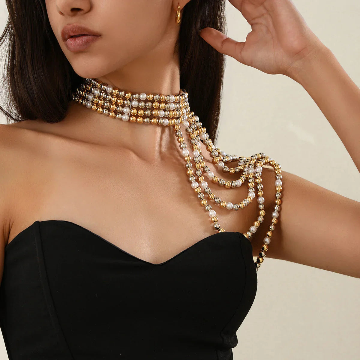 Elegant Multi-Layer Tassel Pearl Shoulder Chain