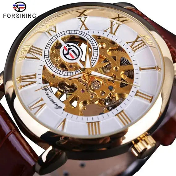 Men's Luxury Mechanical Watch with Leather Band