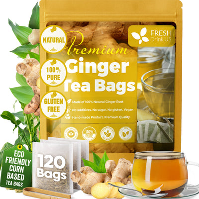 Premium Ginger Tea Bags - 100% Natural & Pure