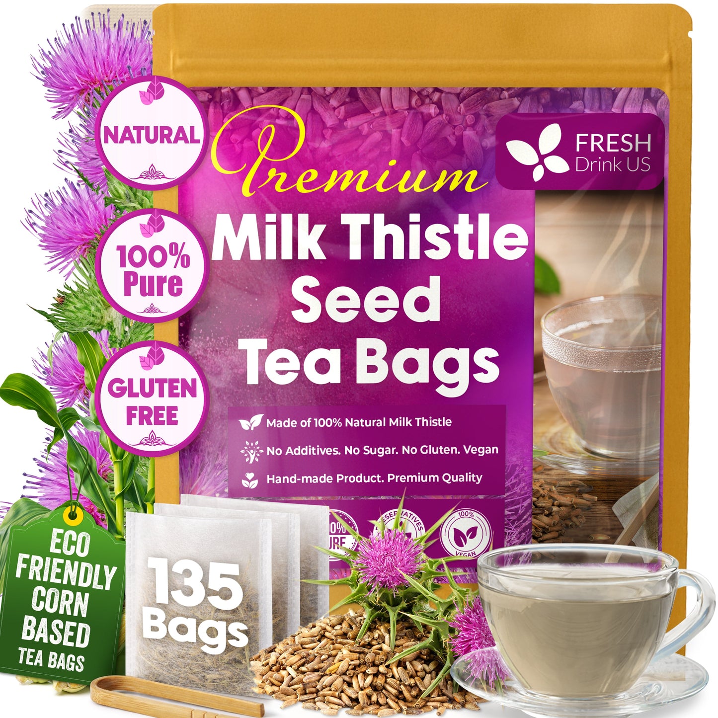 Premium Milk Thistle Tea Bags - 100% Natural Herbal Infusion