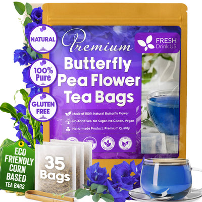 Premium Butterfly Pea Flower Tea Bags - 100% Natural & Hand-Made