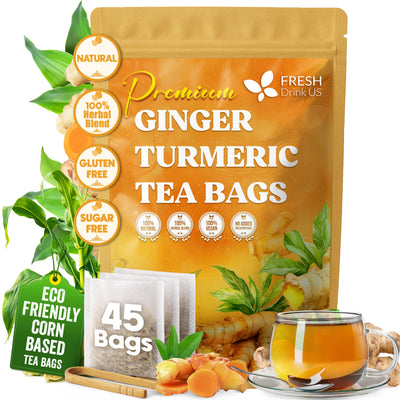 Premium Ginger Turmeric Tea Bags - Handcrafted Herbal Blend