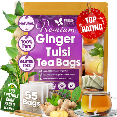 Premium Ginger Tulsi Tea Bags - Handcrafted Blend of Ginger & Tulsi