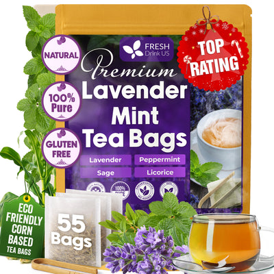 Premium Lavender Mint Tea Bags - 100% Natural Herbal Blend