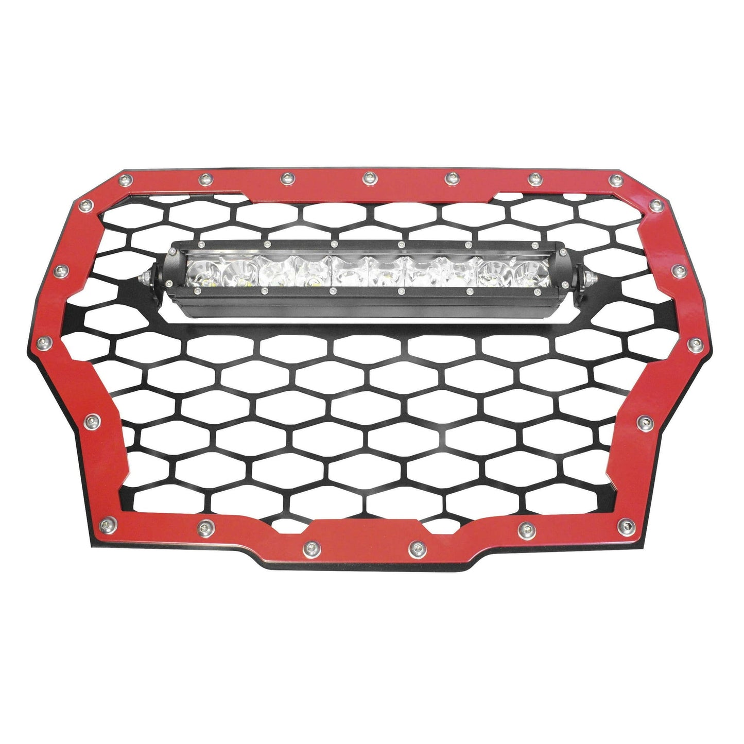 ModQuad RZR-FGLS-T-RD Parrilla Delantera con Barra de Luz de 10in. - Roja