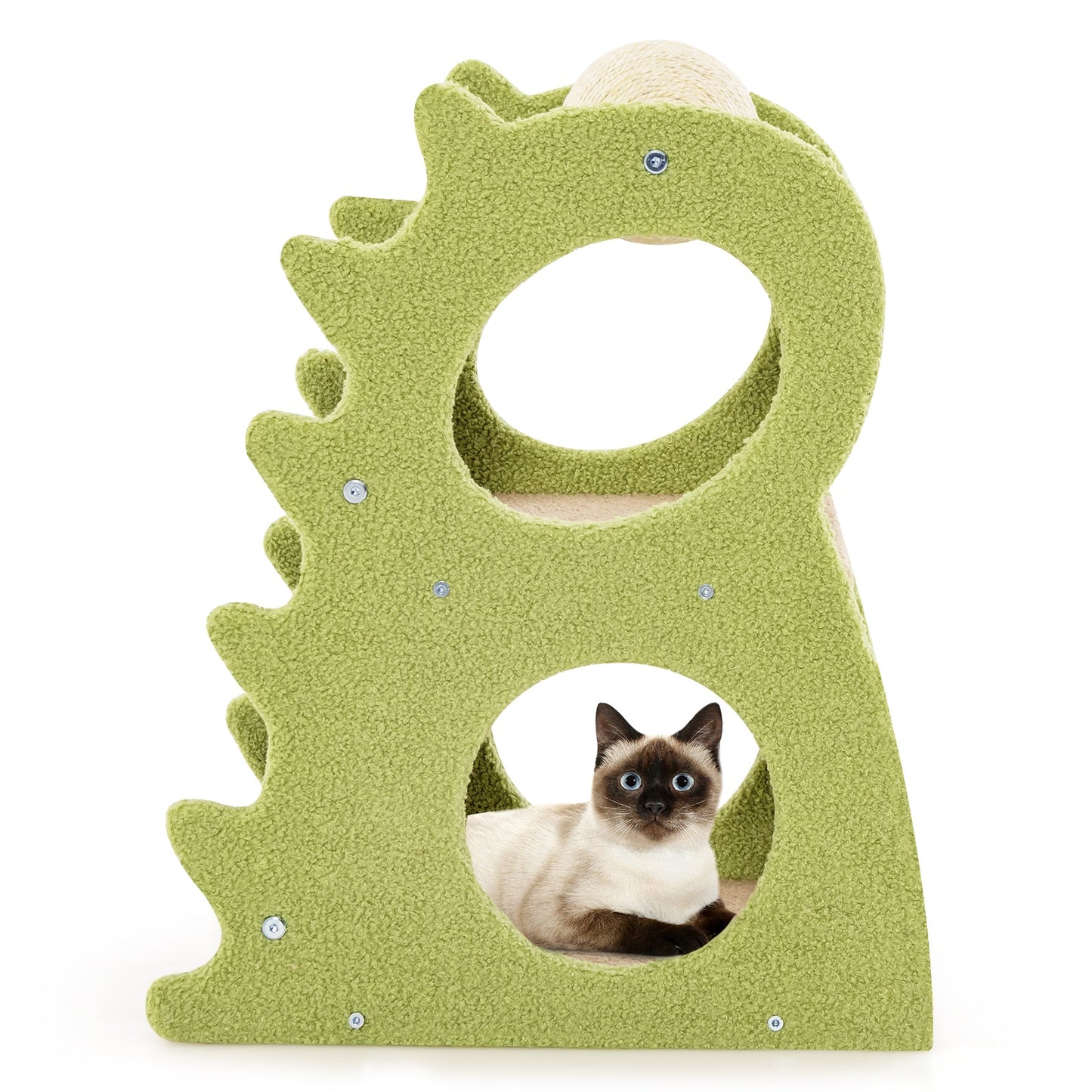 2-Tier Modern Cat Tree with Rotatable Sisal Scratching Ball - Green
