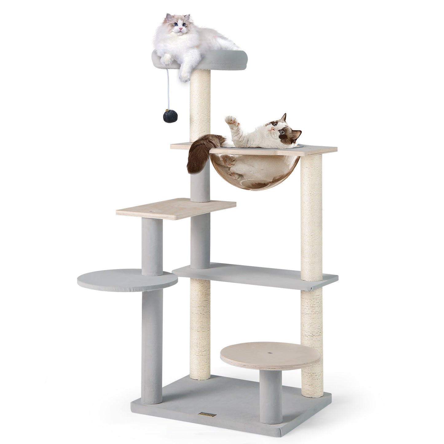 Árbol para Gatos Moderno de 44 Pulgadas con Perchero Desmontable