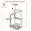 Árbol para Gatos Moderno de 44 Pulgadas con Perchero Desmontable