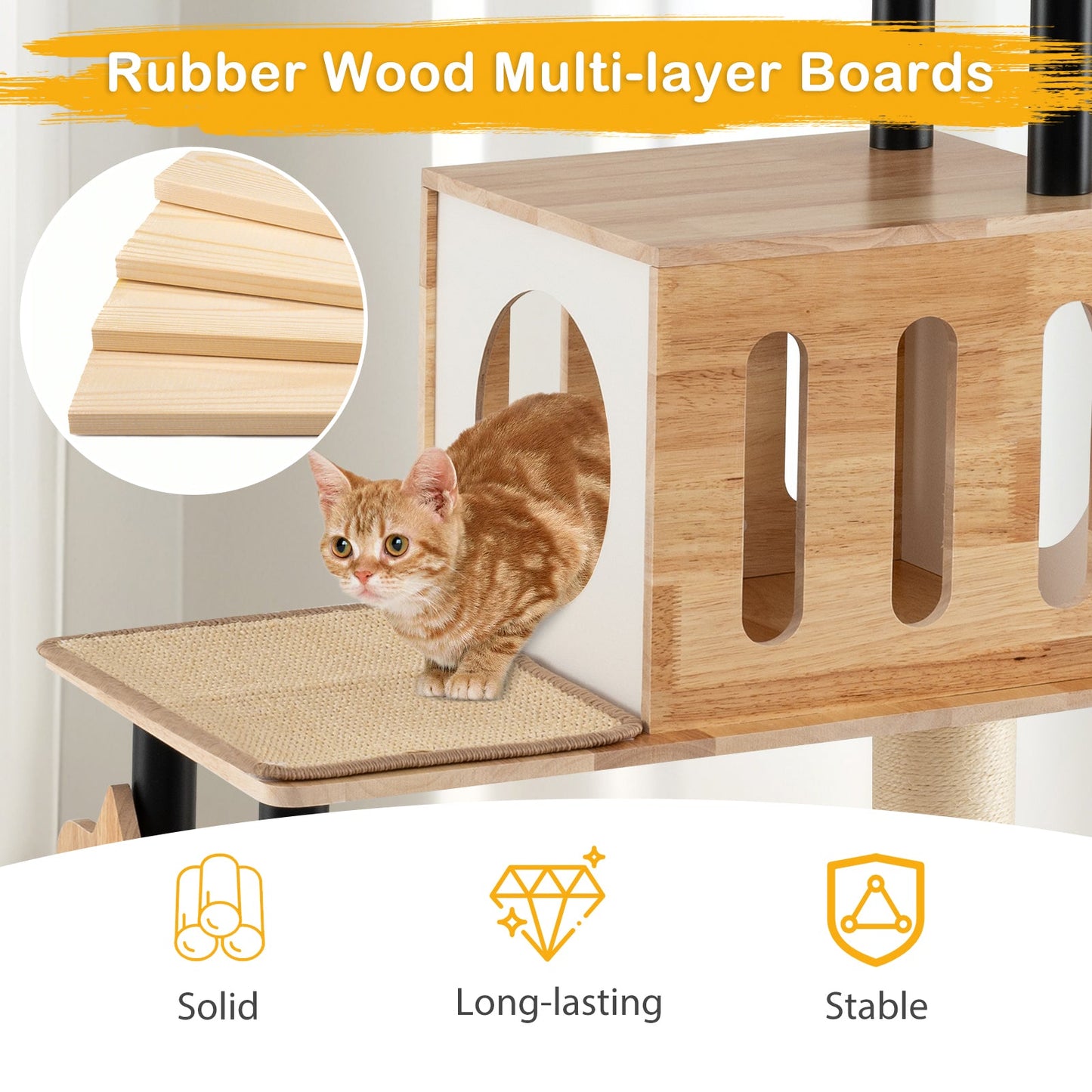 Torre para Gatos Alta Moderna con Doble Condominio y Características de Juego