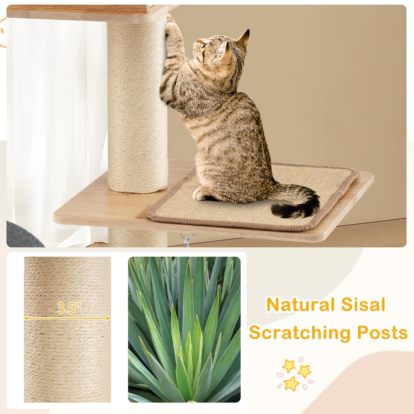 Torre para Gatos Alta Moderna con Doble Condominio y Características de Juego