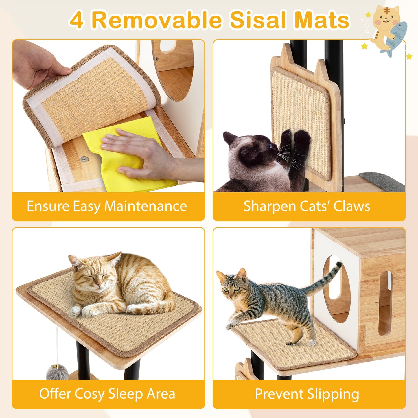 Torre para Gatos Alta Moderna con Doble Condominio y Características de Juego