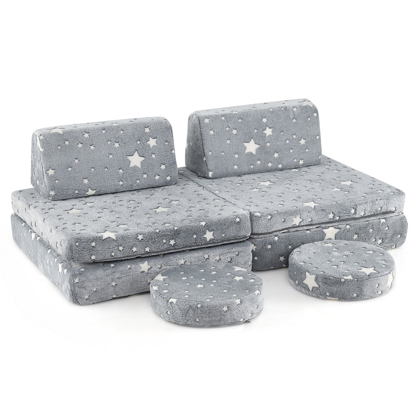 Modular Kids Play Couch Set - Glow in the Dark, Gray