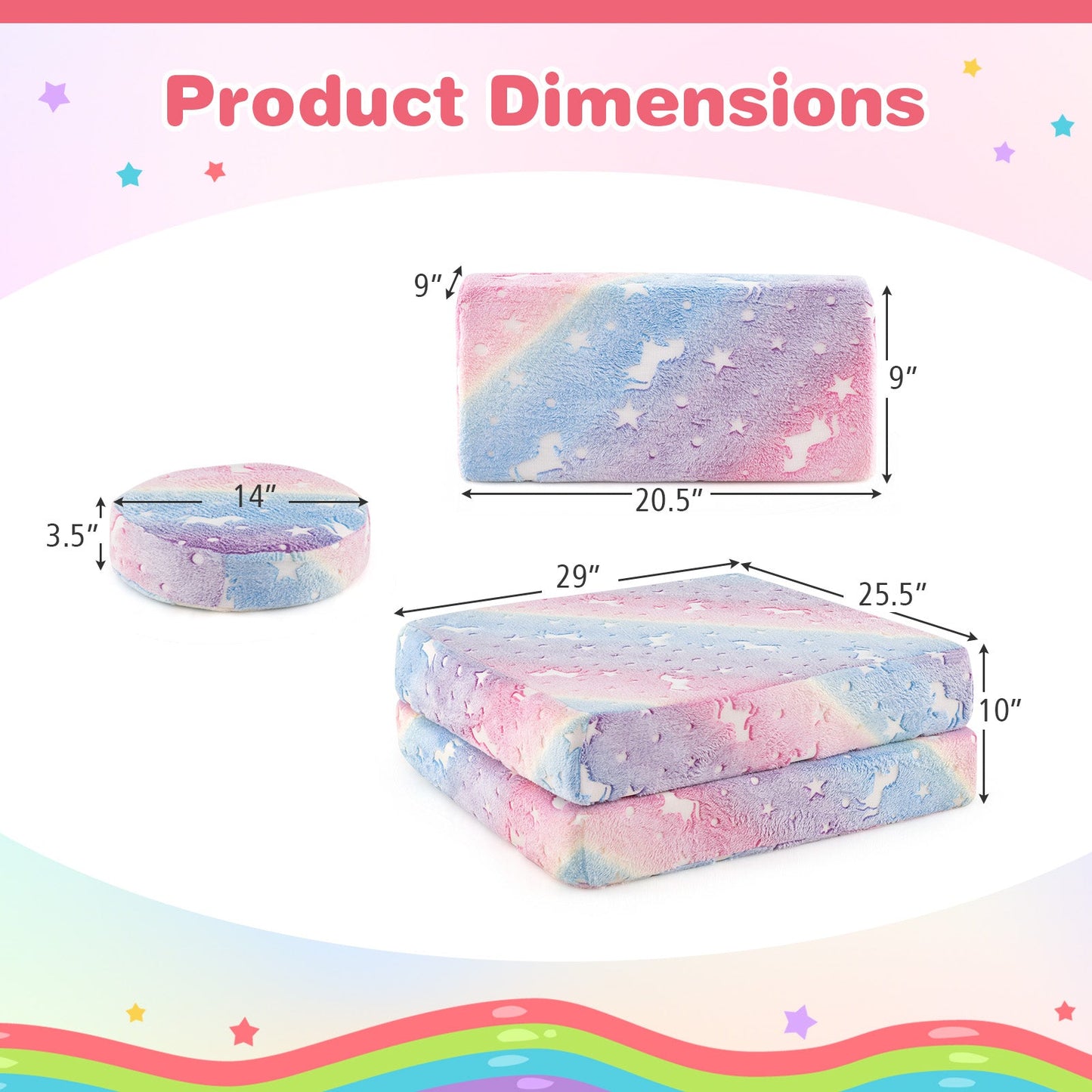Conjunto de Sofá Modular para Niños - Brilla en la Oscuridad con Mangos Portátiles