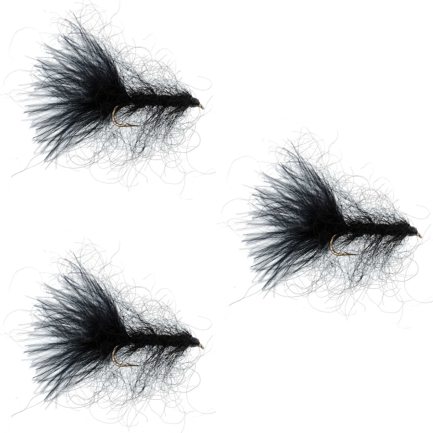 Pack de 3 mouches streamer leech en mohair noir taille 8