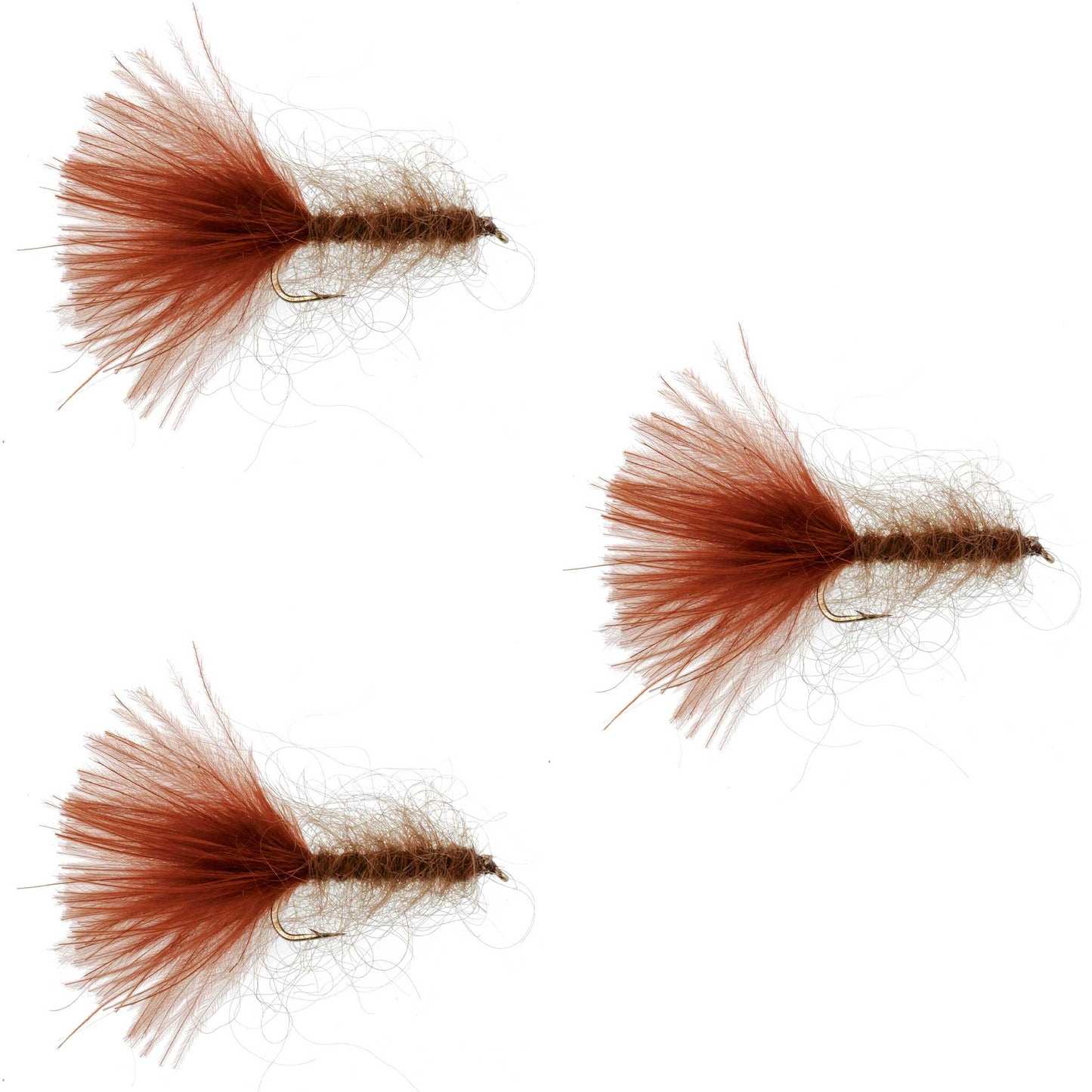 Pack de 3 mouches streamer en mohair brun taille 8