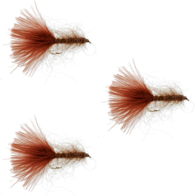 Pack de 3 mouches streamer en mohair brun taille 8
