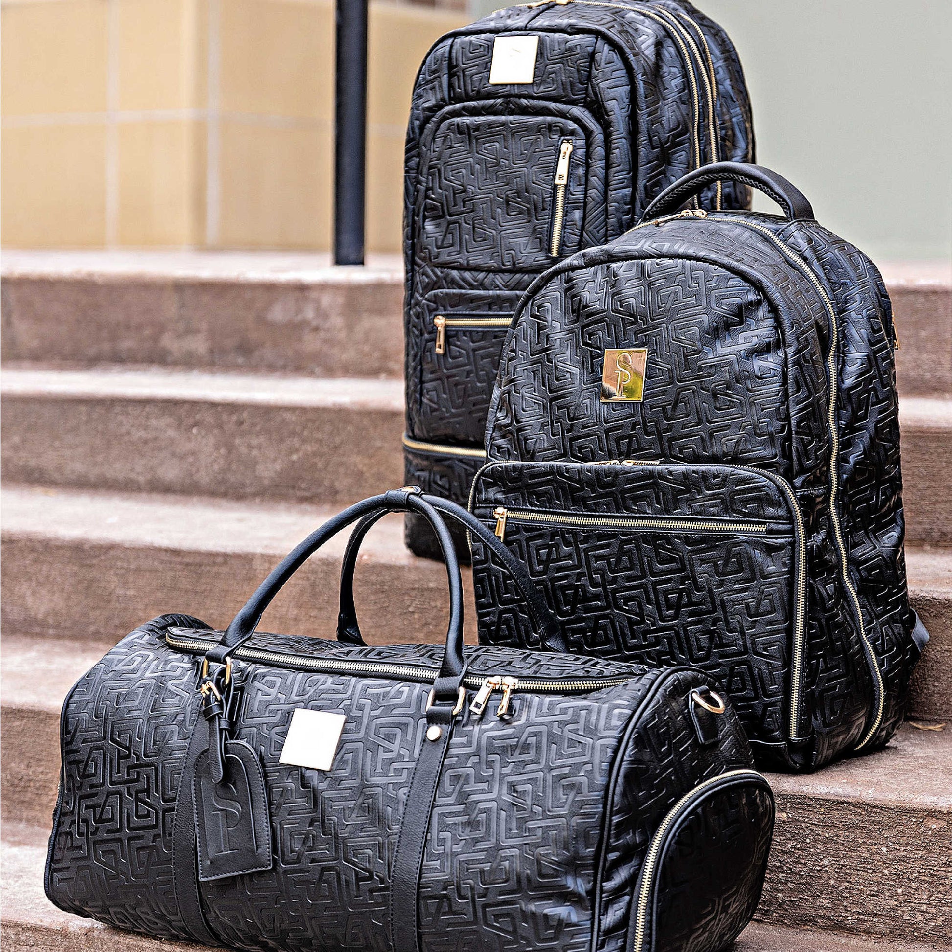 Monogram Leather 3 Bag Set (Signature Backpack, Commuter and Duffle Bag) - Korvel