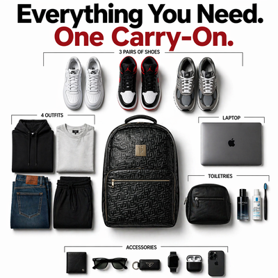 Sleek Black Monogram Leather Travel Bag