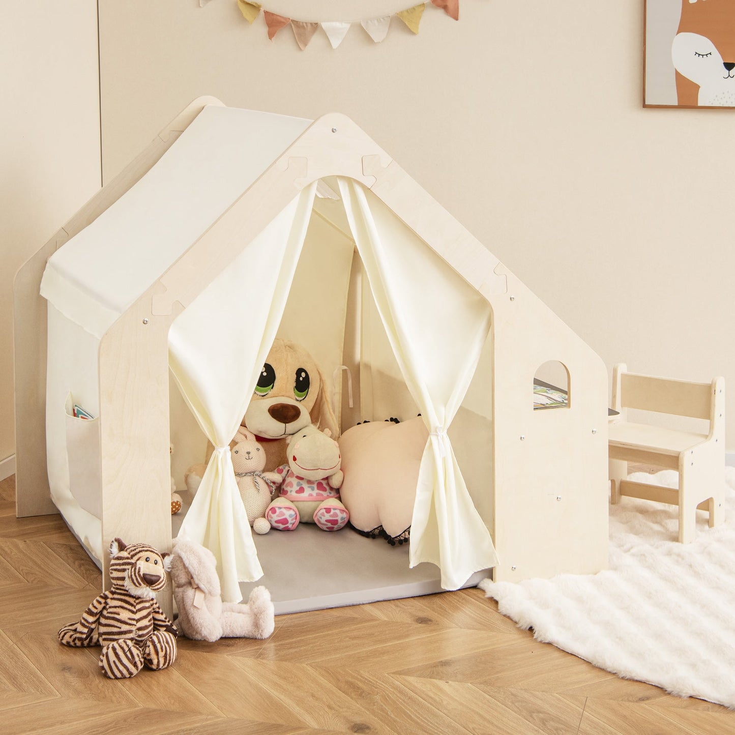 Maison de jeu intérieure Montessori avec bac de rangement et tapis pour tout-petits