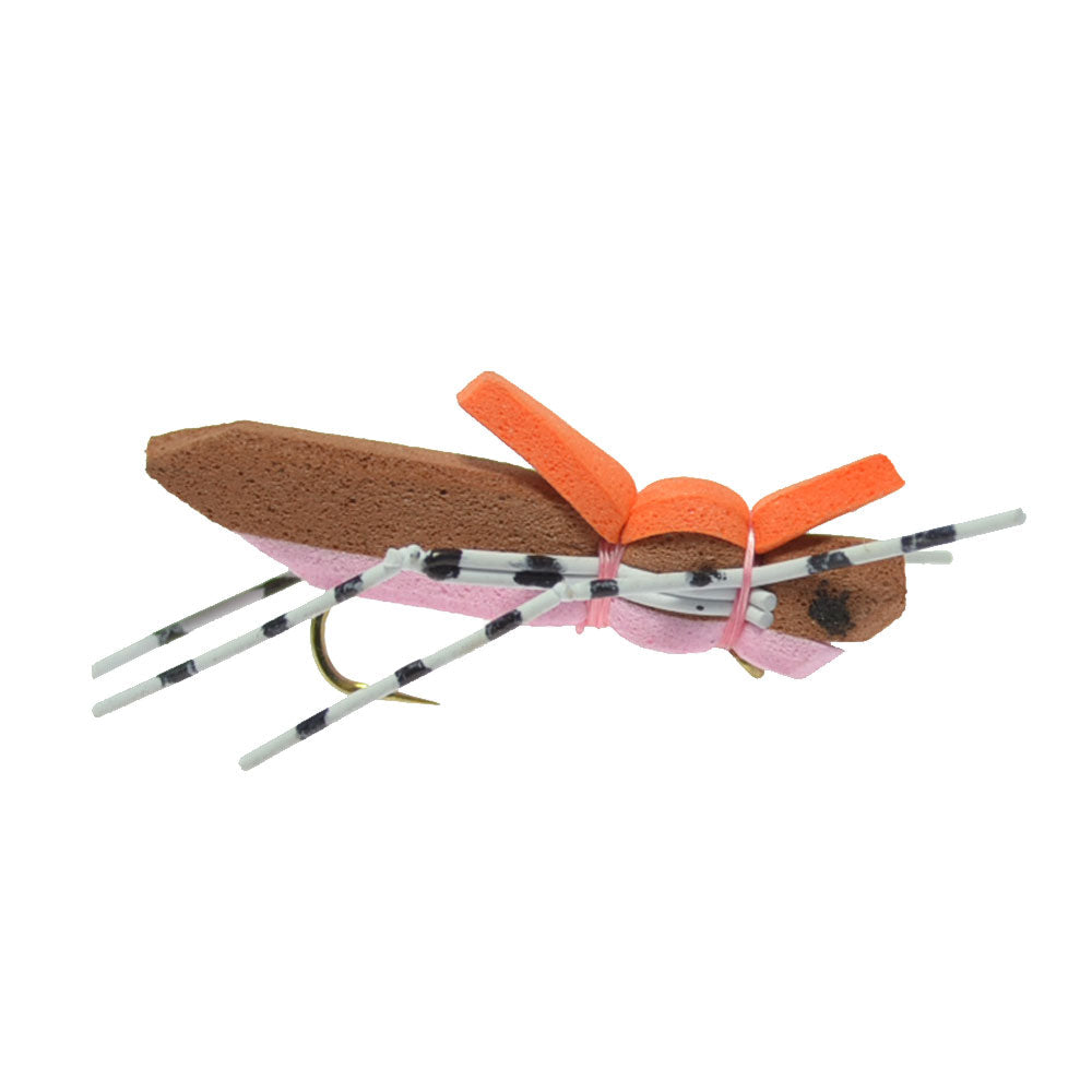 Moorish Grasshopper Fly - Brown & Pink Foam Body - 1 Dozen Size 10 - Korvel