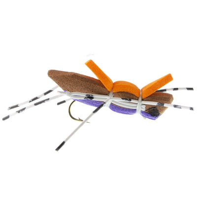 Vibrant Purple Foam Grasshopper Flies - Set of 6, Size 10 Hook - Korvel
