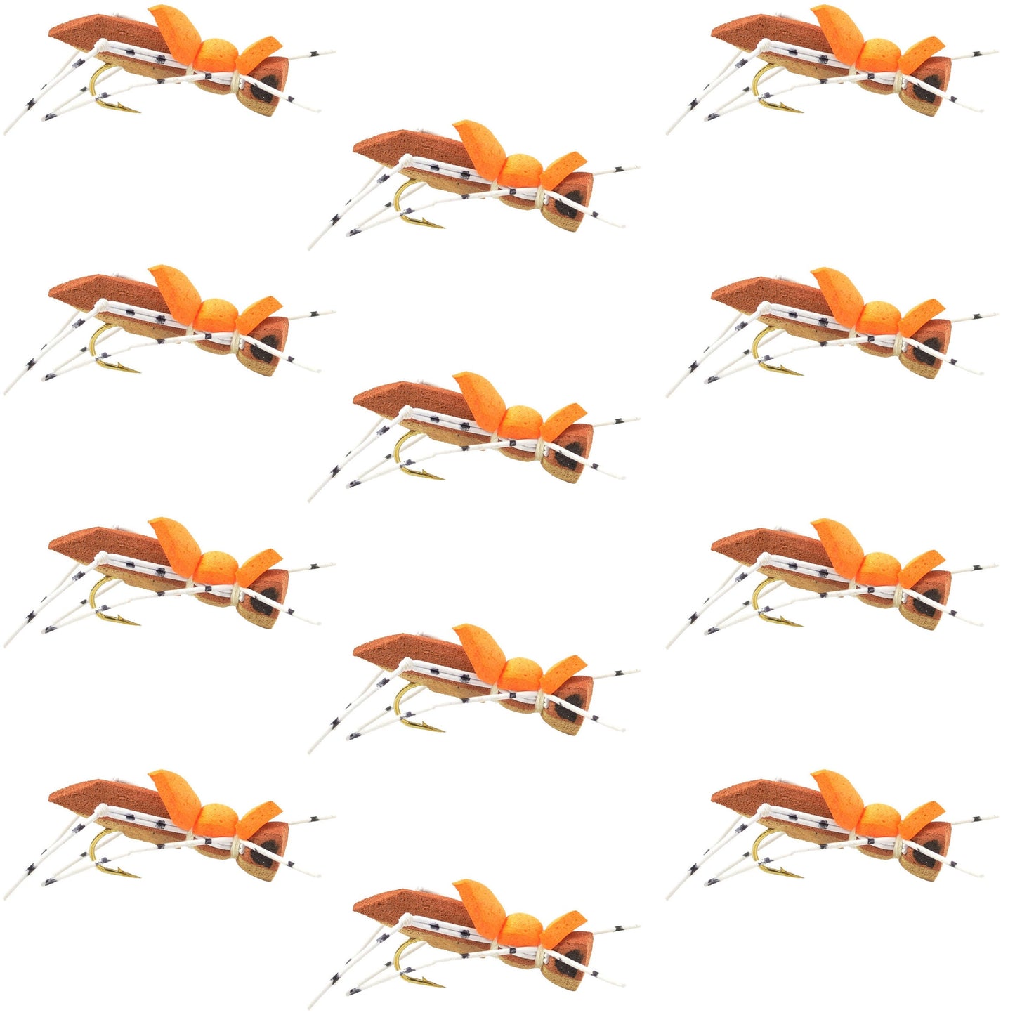 Premium Moorish Hopper Foam Flies - 1 Dozen Size 10 for Trout & Bass - Korvel