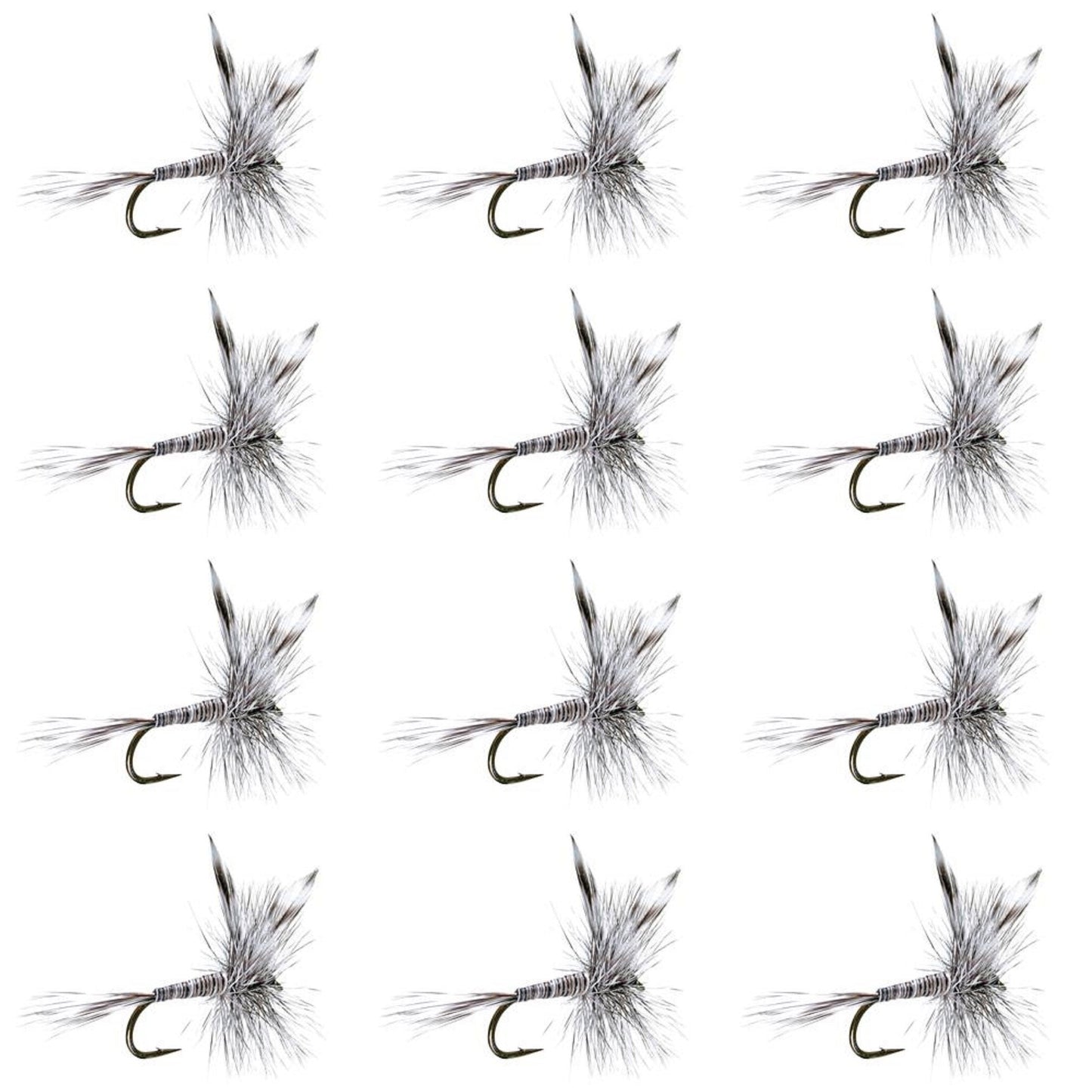 Classic Mosquito Dry Fly Fishing Flies - 1 Dozen Size 16 - Korvel