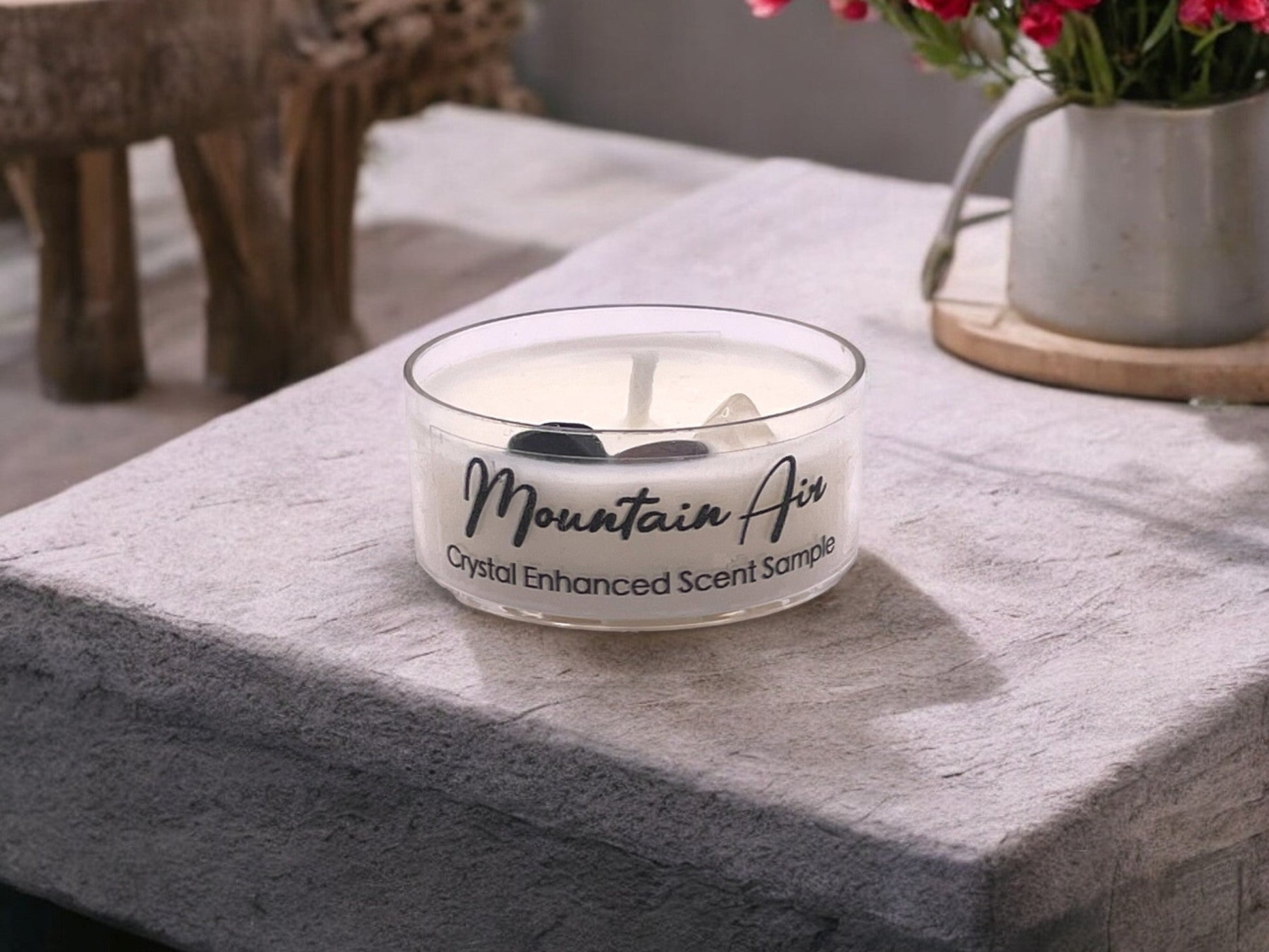 Mountain Breeze, Premium Coconut-Soy Wax Tea Light Crystal Candle, 1oz - Korvel