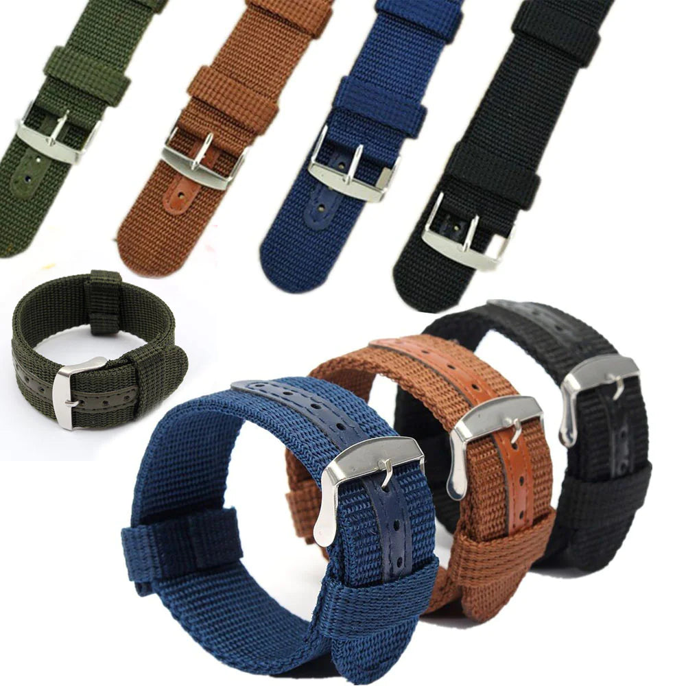 Bracelet de montre en nylon canvas militaire premium - 18mm à 24mm