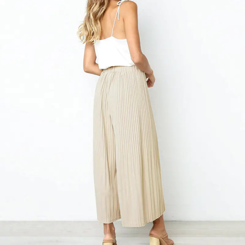 Pantalons décontractés amples avec détails froissés pour l'été