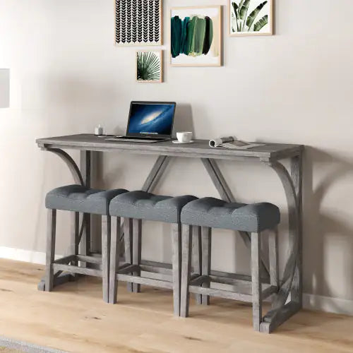 Bar Table Set with Power Socket for Dining and Game Rooms