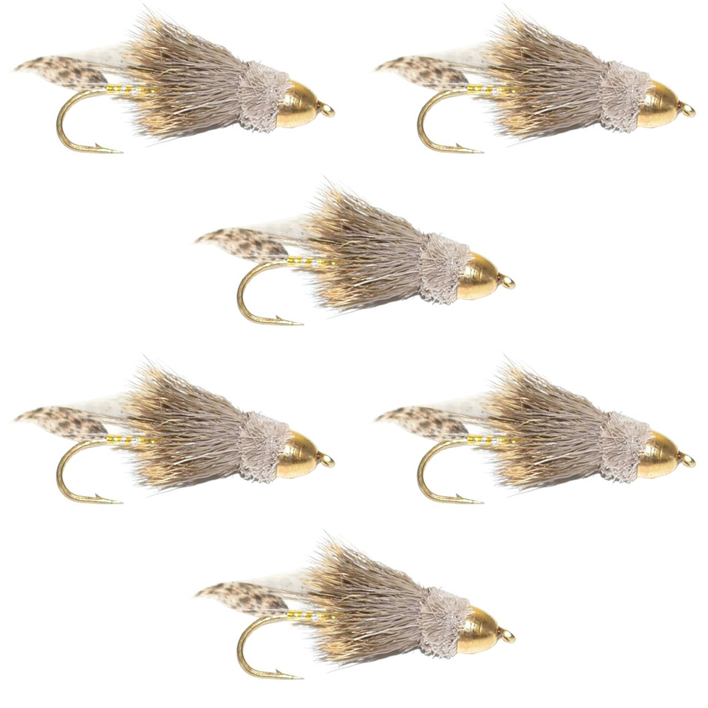 Premium Cone Head Muddler Minnow Streamer Flies - Set of 6 Size 2 - Korvel