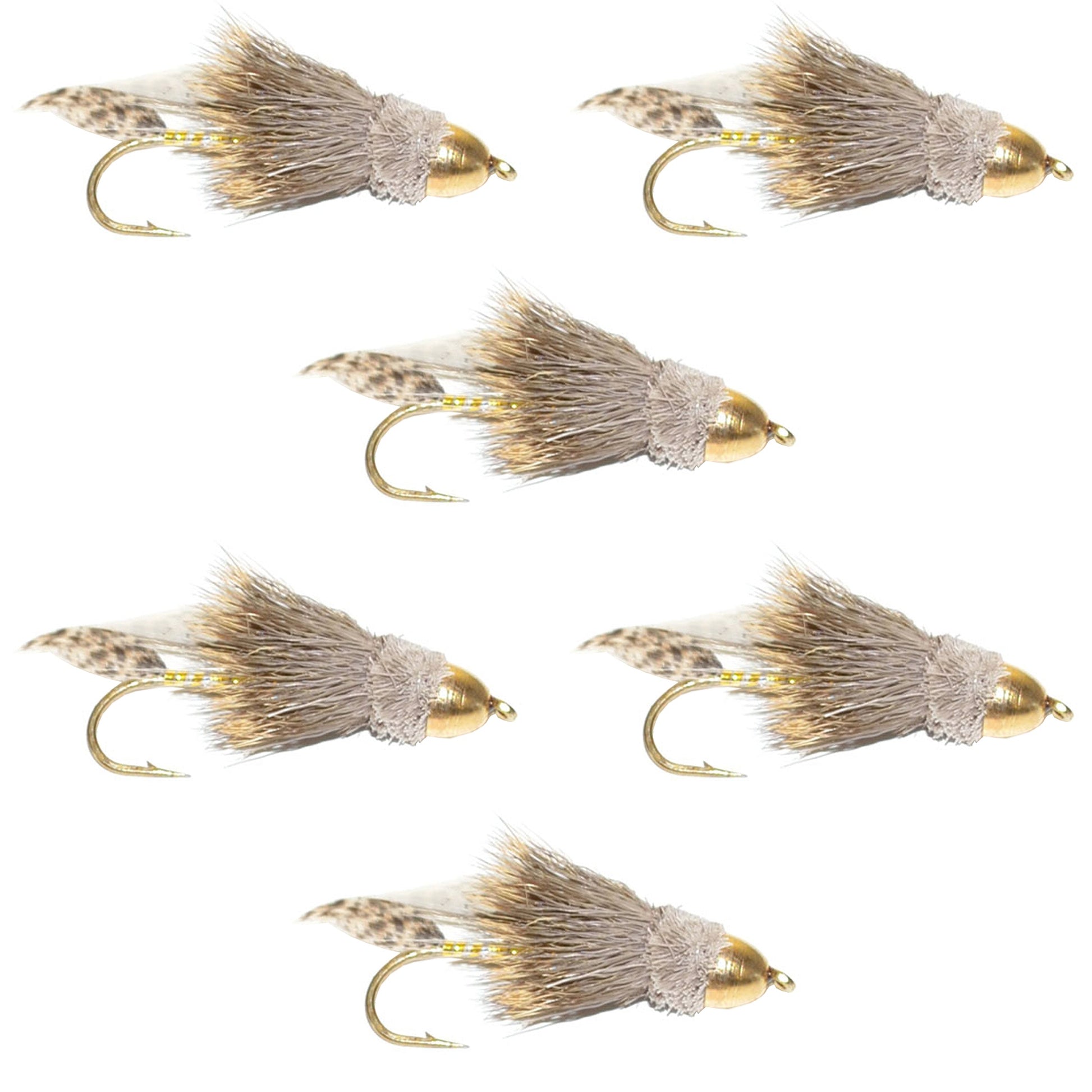 Premium Cone Head Muddler Minnow Streamer Flies - Set of 6 Size 2 - Korvel