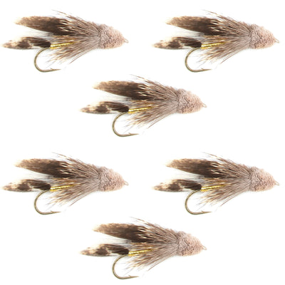Muddler Minnow Fly Fishing Flies - Classic Bass and Trout Streamers - Set of 6 Flies Hook Size 4