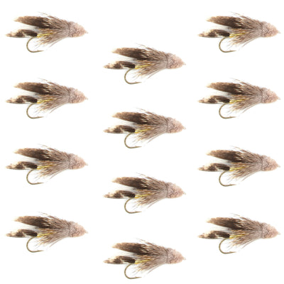 Premium Muddler Minnow Fly Fishing Flies - 12 Classic Streamers for Bass & Trout - Size 4 - Korvel