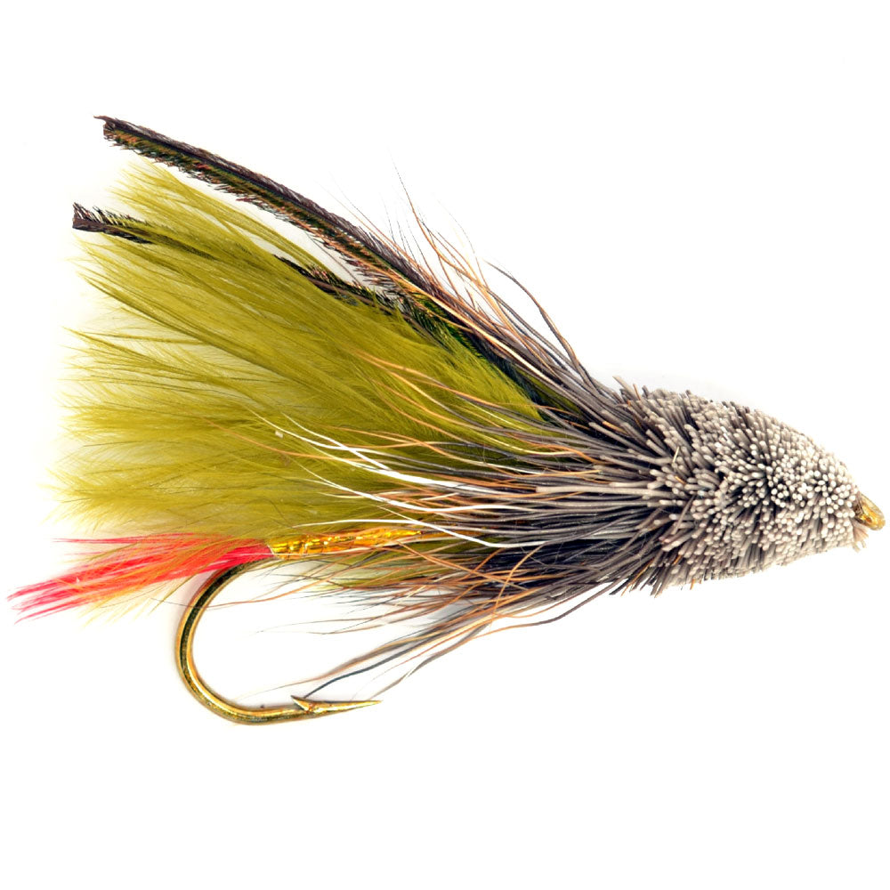 Olive Marabou Muddler Minnow Streamer Flies - Set of 4 Size 8 Hooks - Korvel