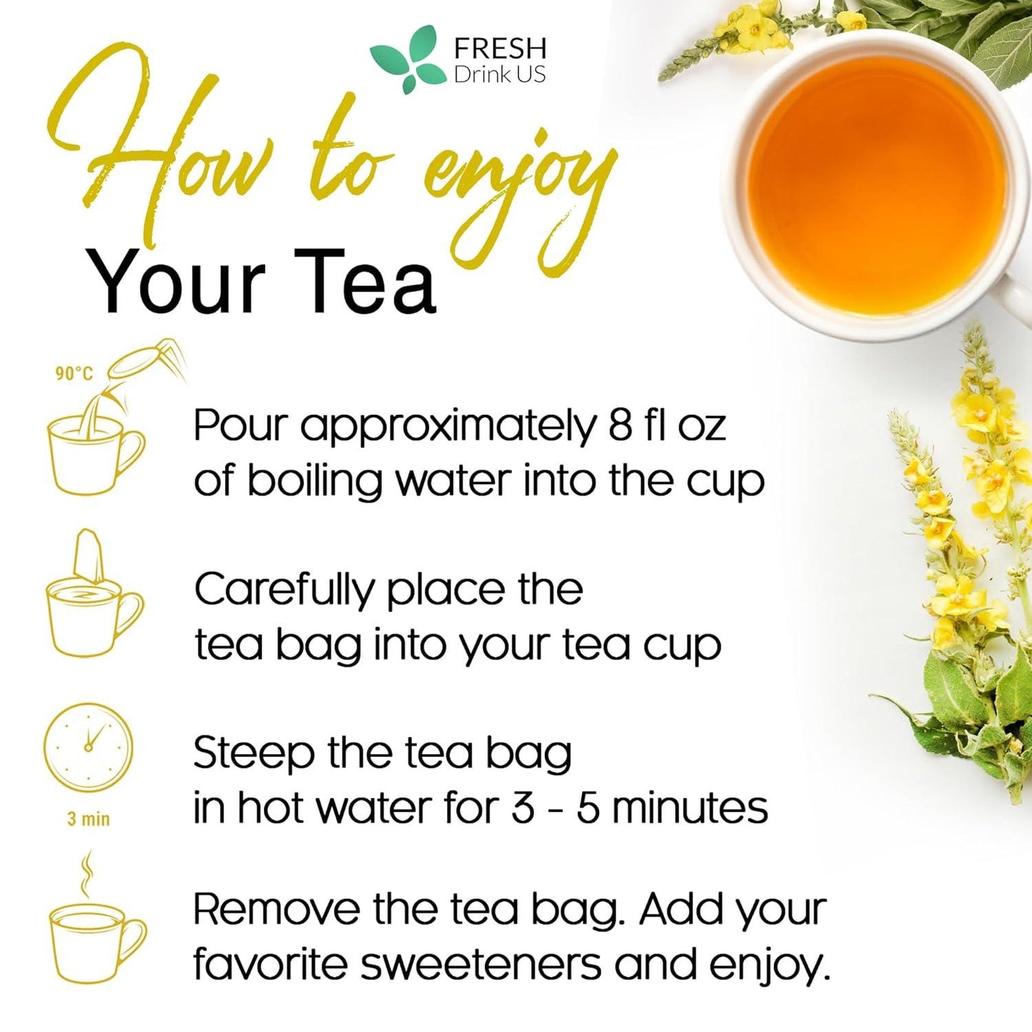 Premium Mullein Leaf Tea Bags - 100% Natural & Pure