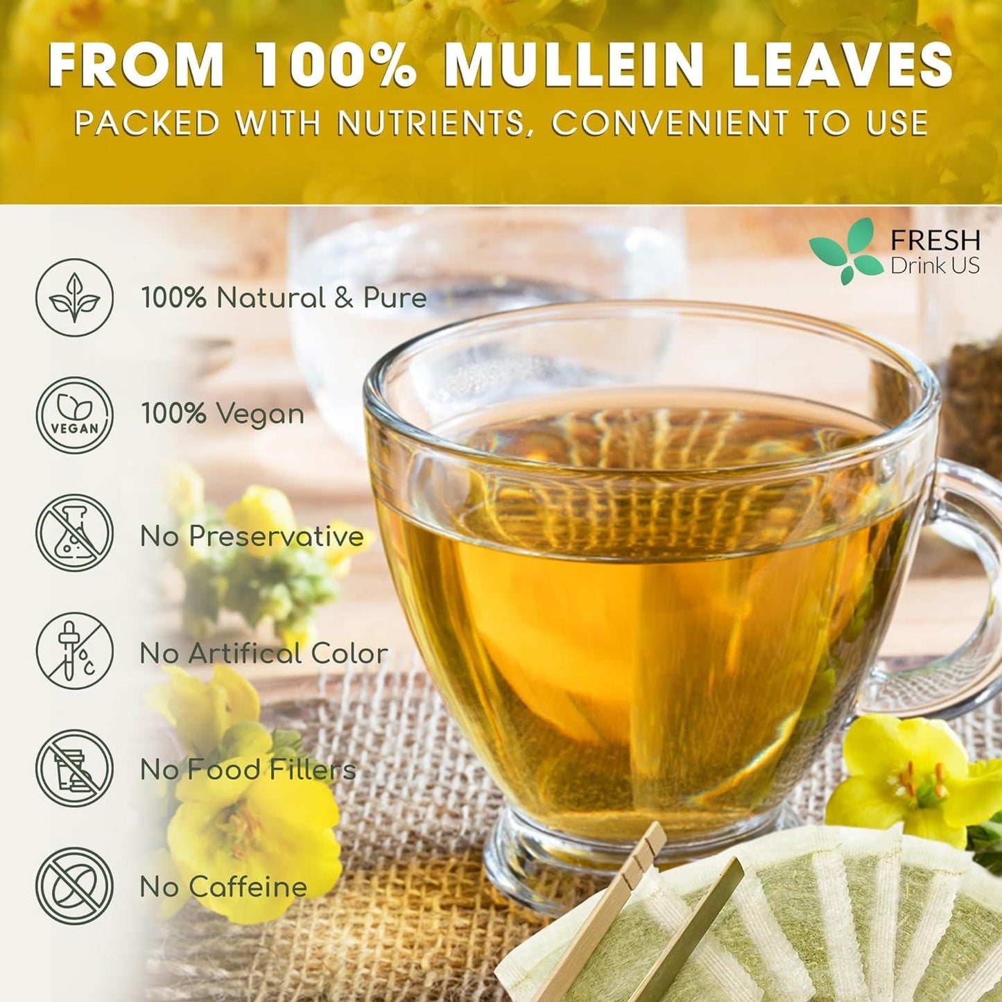 Premium Mullein Leaf Tea Bags - 100% Natural & Pure
