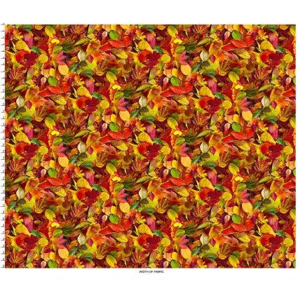Multi All Fall Down Leaves Cotton Wideback Fabric