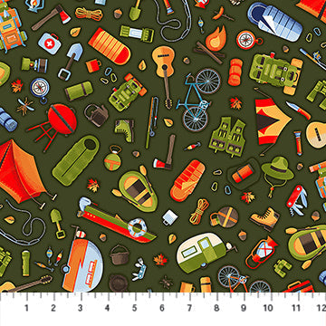 Camping Therapy Cotton Fabric by Patrick Lose - 44"/45" Per Yard