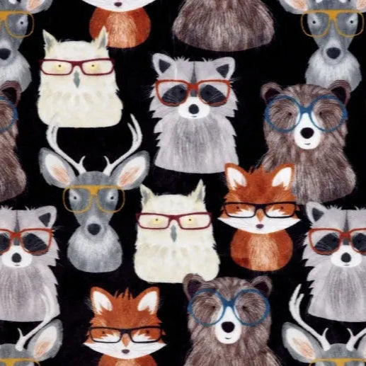Multi Black Nature Nerds Digital Cuddle Fabric per Yard
