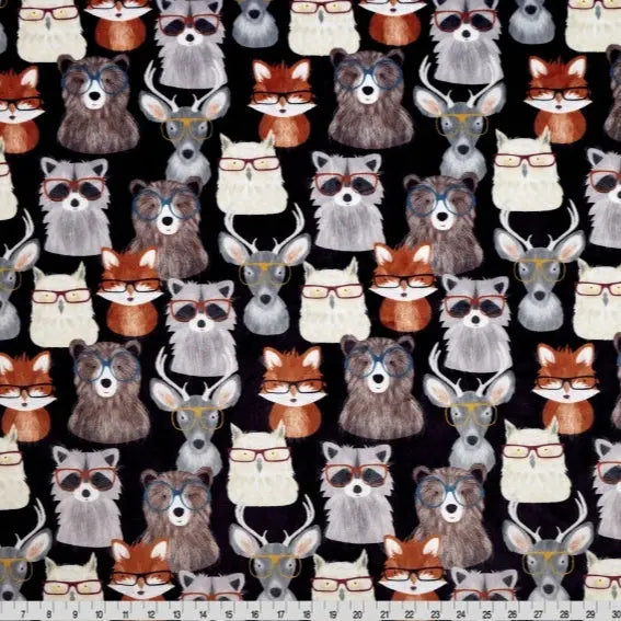Multi Black Nature Nerds Digital Cuddle Fabric per Yard