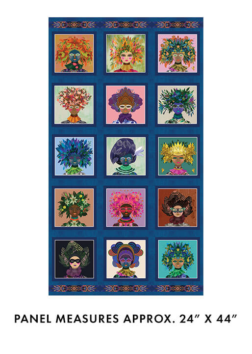 Panel de Retratos de Guerreros Gentiles Multicolor Azul 24" x 44"