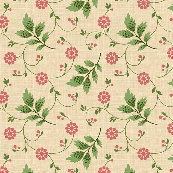Multi Cream Floral Vine Cotton Wideback Fabric
