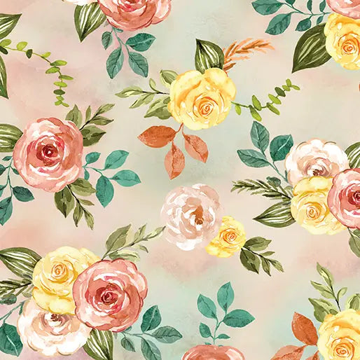 Tissu en coton floral Multi Gone Country - 44"/45" par yard